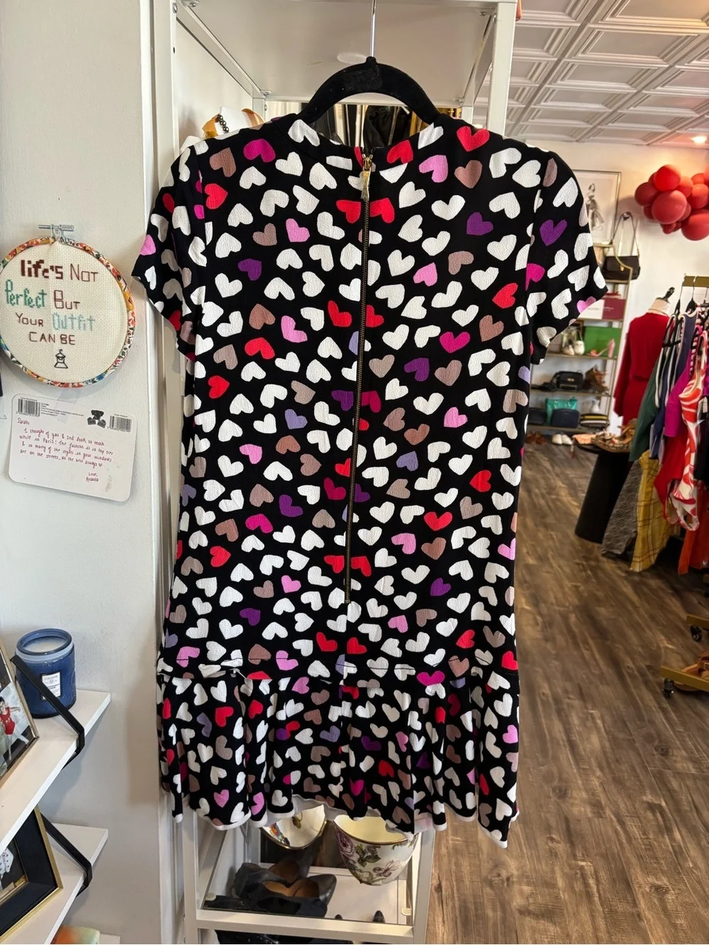 kate spade Black Dress with Multicolor Heart Print